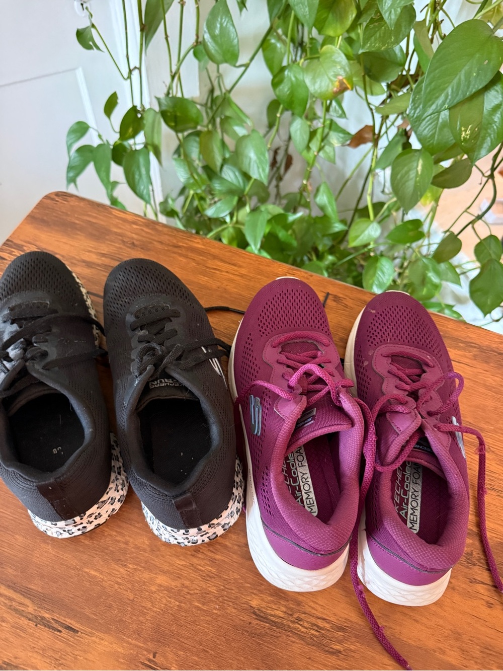 Skechers Lightweight Women's Athletic Sneakers - Plum & Black cheetah size 7.5 - Picture 4 of 11
